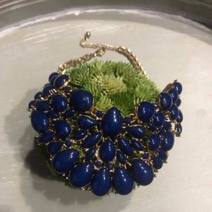 NWOT - Blue and Gold Choker Collar Necklace